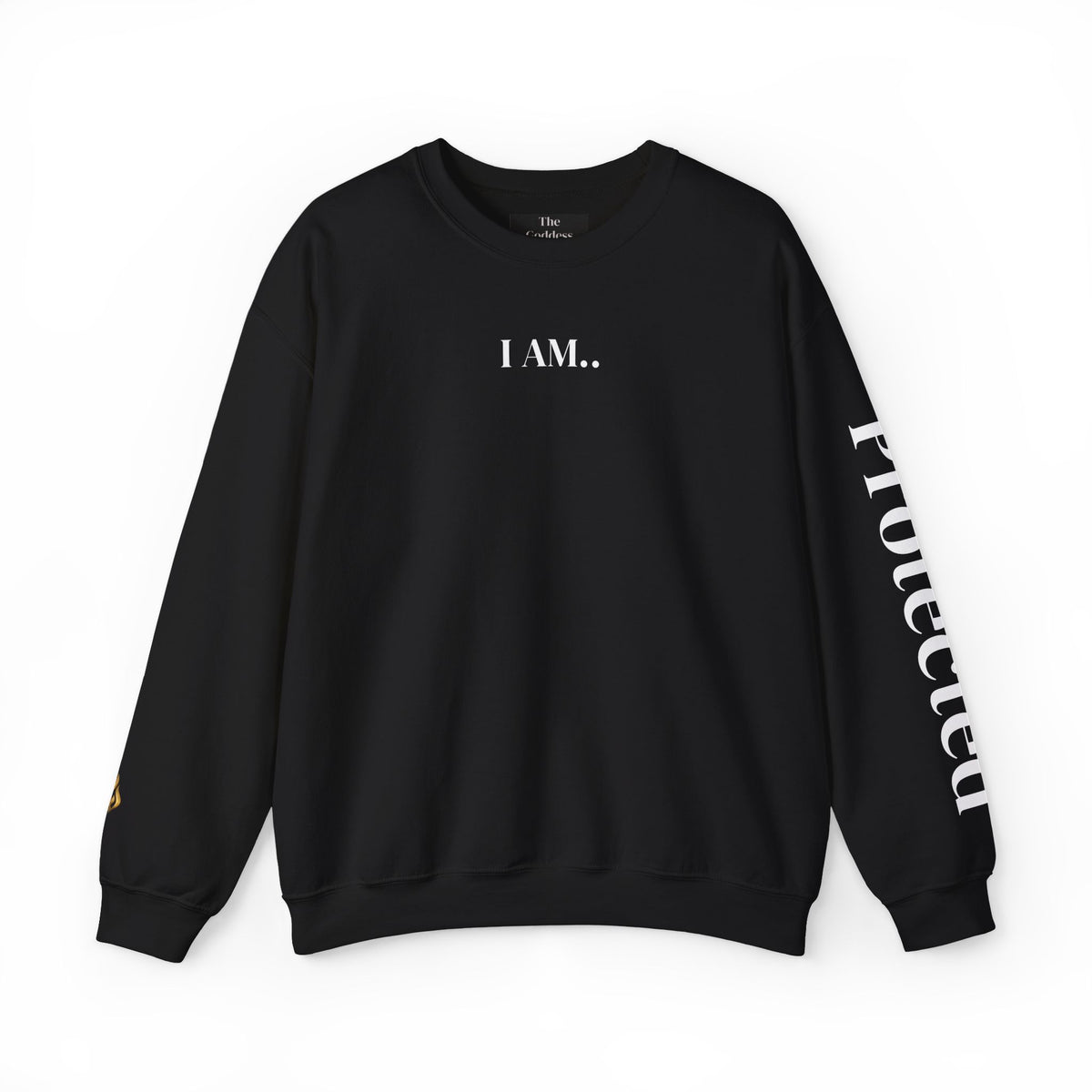 I AM Protected Streetwear Crewneck Sweatshirt | Solar Plexus Chakra Empowerment Sweater | Survivor Led Domestic Violence Awareness Apparel