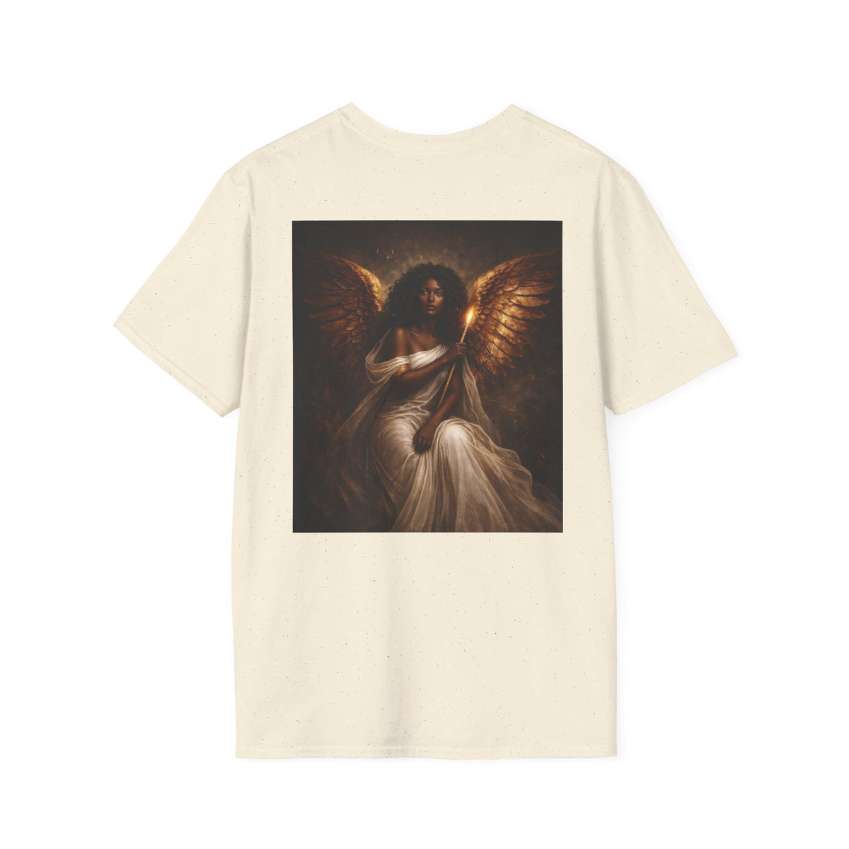 Goddess Angel Back Print Shirt, Gold Flame Graphic Tee, Divine Feminine Streetwear, Spiritual Empowerment Tshirt, Luxury Aesthetic Soul Top