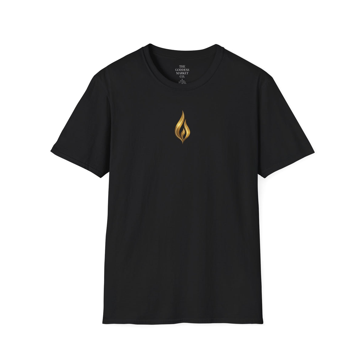 Goddess Angel Back Print Shirt, Gold Flame Graphic Tee, Divine Feminine Streetwear, Spiritual Empowerment Tshirt, Luxury Aesthetic Soul Top