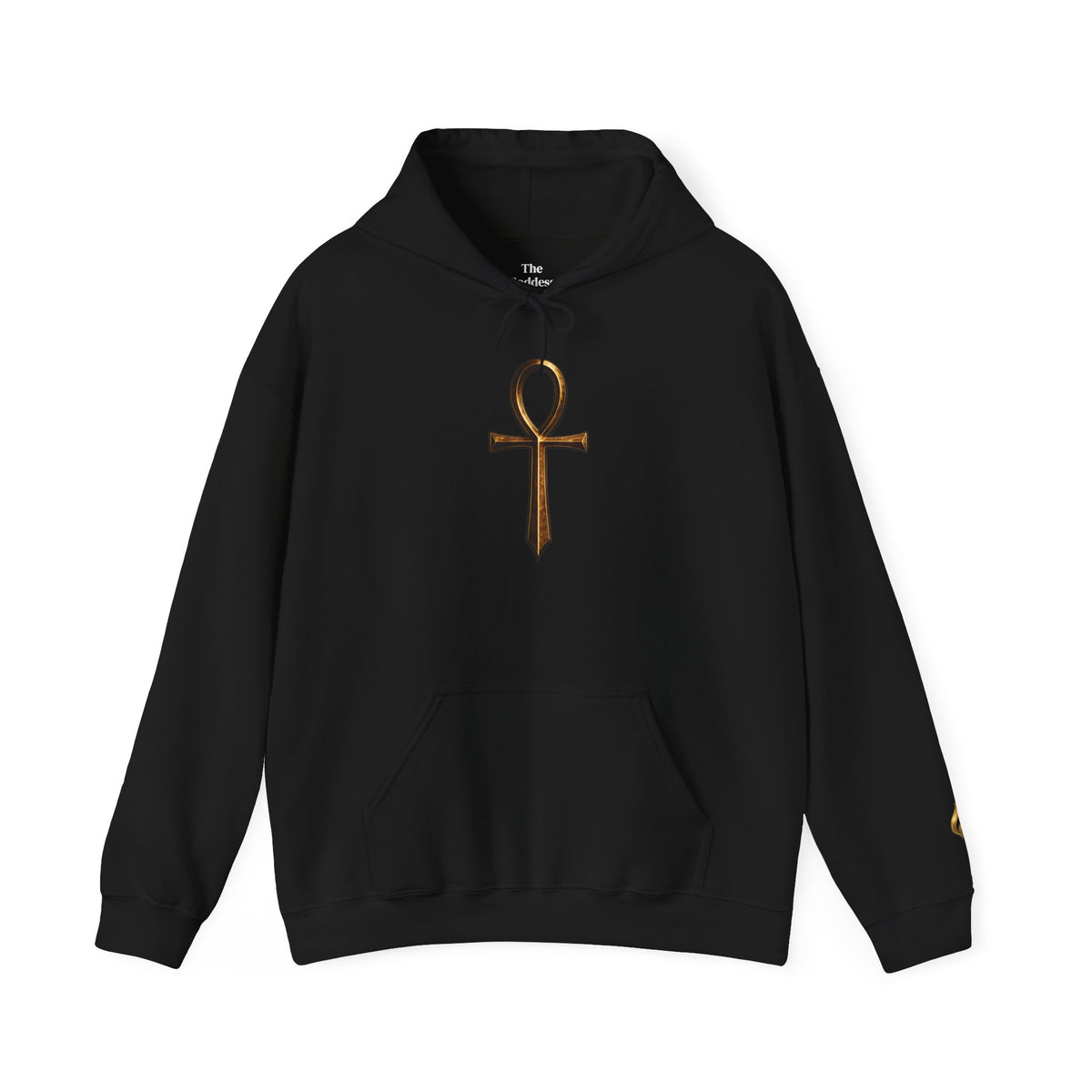 Sacred Ankh Key of Life Metallic Gold Hoodie Unshakeable Protection Strength Streetwear The Anchor Collection by The Goddess Market Co.