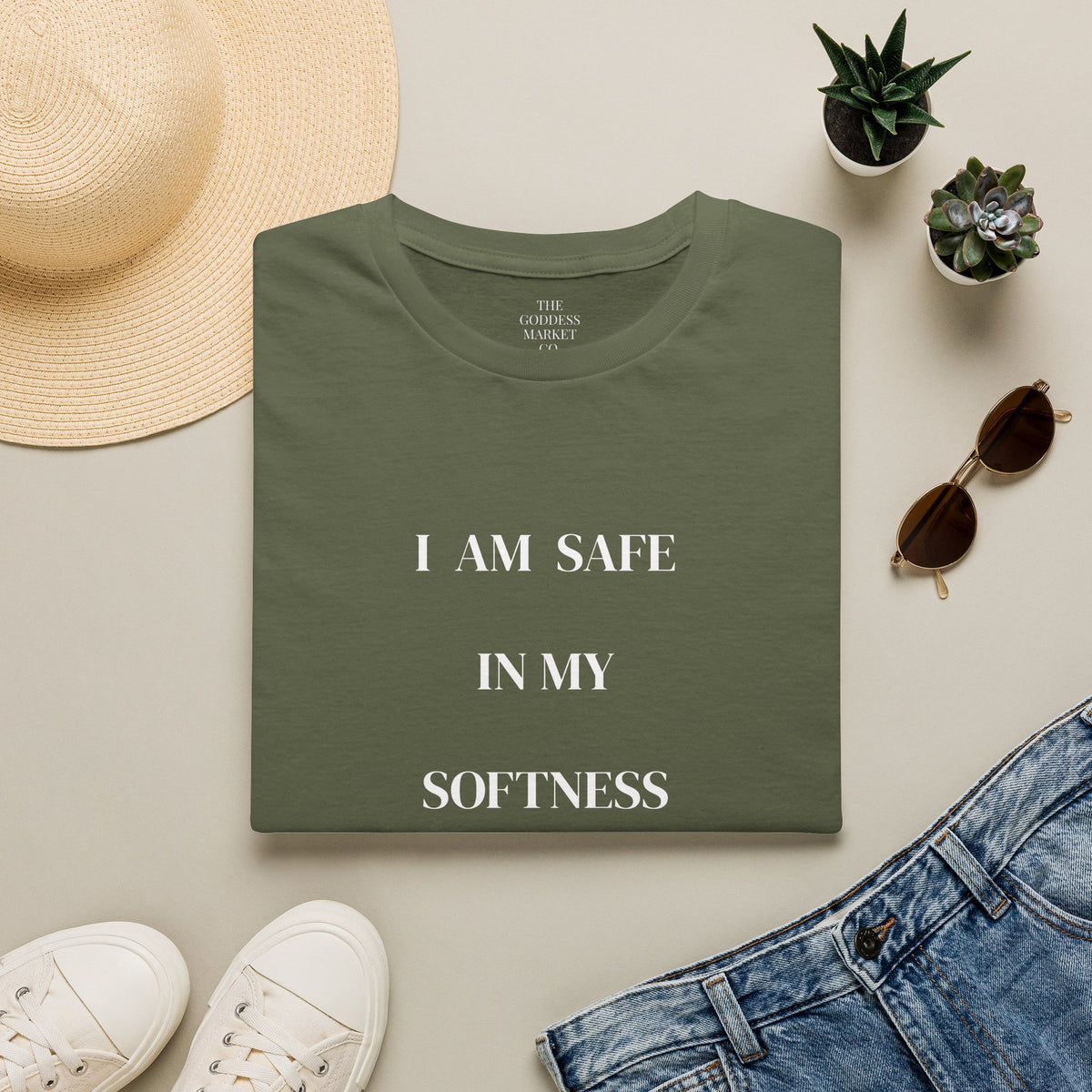 I Am Safe In My Softness Graphic Tee | Unisex Streetwear Oversized T-Shirt | Goddess Energy Loungewear | Gentle Healing Survivor Gift