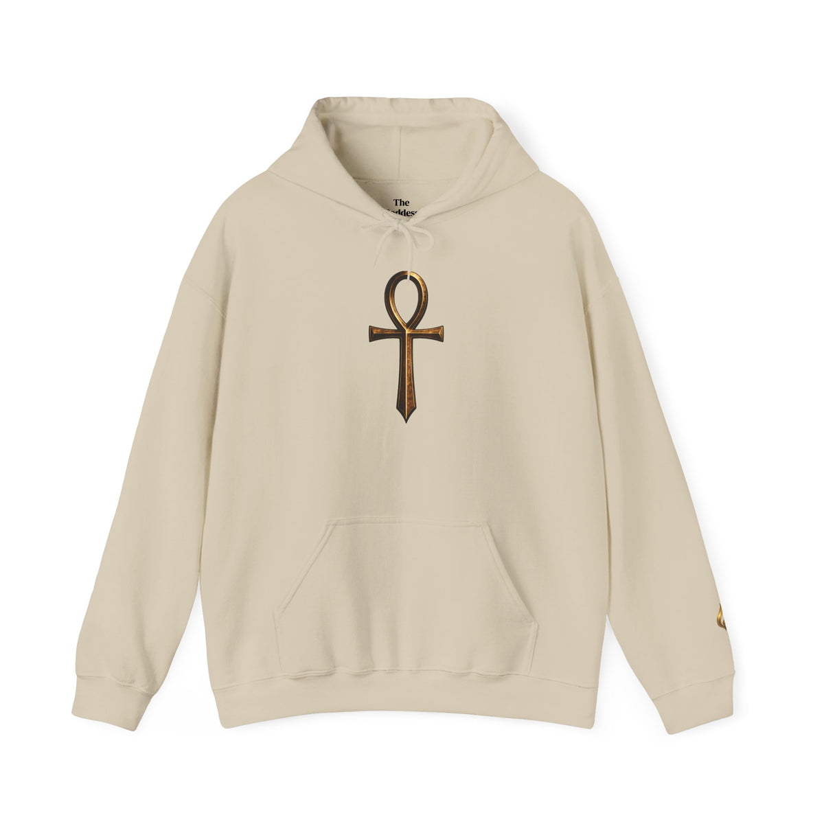 Sacred Ankh Key of Life Metallic Gold Hoodie Unshakeable Protection Strength Streetwear The Anchor Collection by The Goddess Market Co.
