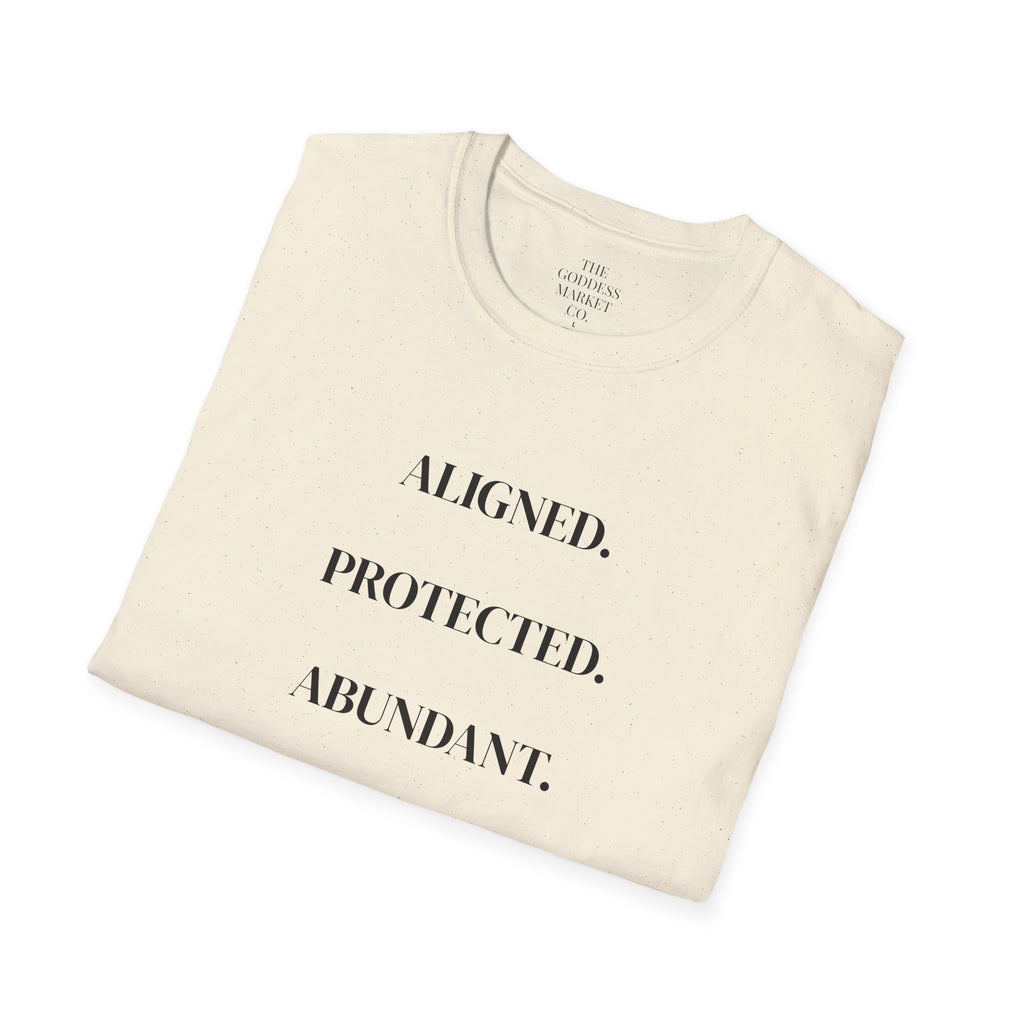 Cotton Soft style T-Shirt | Aligned Protected Abundant Graphic Tee | Comfortable Breathable Everyday Wear Shirt